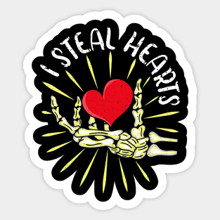 I Steal Hearts Skeleton Hand Valentines Day Funny Pajama Sticker